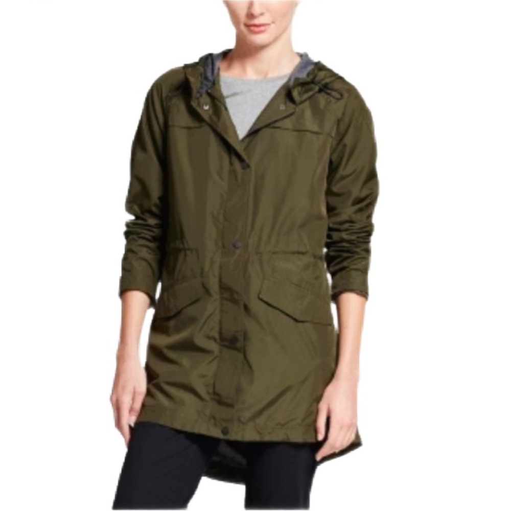 A New Day Olive Green Women's Hooded Rain Jacket Size S